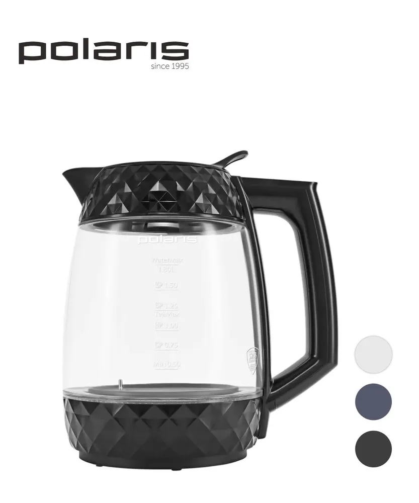 Polaris Wi-Fi IQ Home PWK 1823CGLD Elektr choynak, shisha, 1,8 l, orqa yorug lik bilan, qora